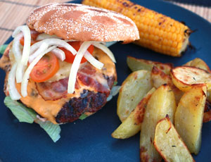 Hemgjord hamburgare